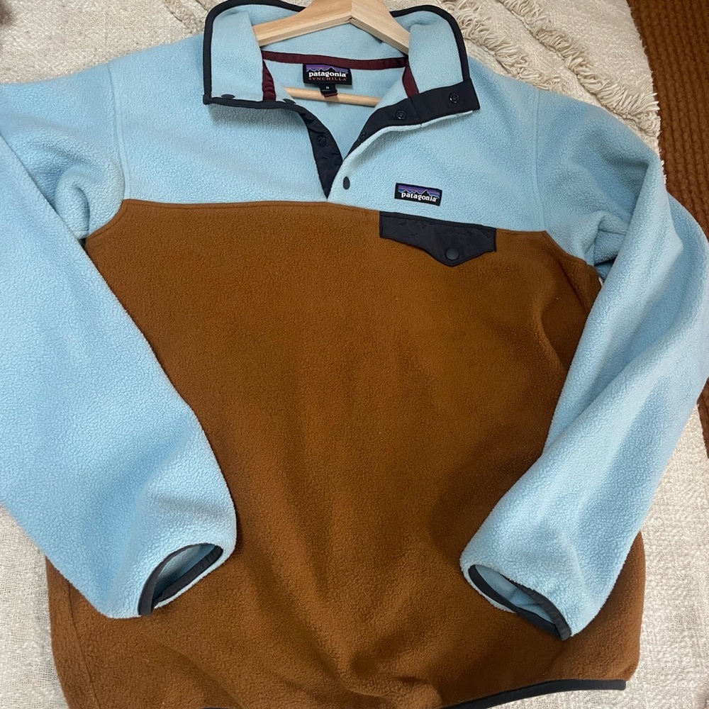 Patagonia synchilla snap-T pullover Blue and Brown Fleece Pullover M